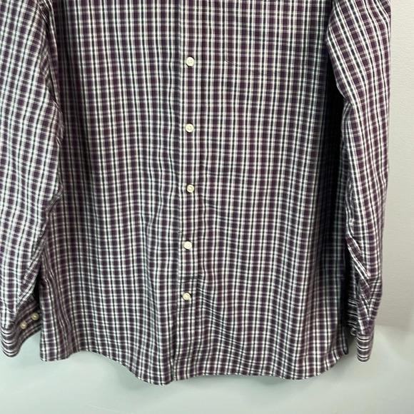 Eddie Bauer Mens Wrinkle Free Relaxed Fit Button Down Shirt Burgundy Plaid LTall - Picture 7 of 13